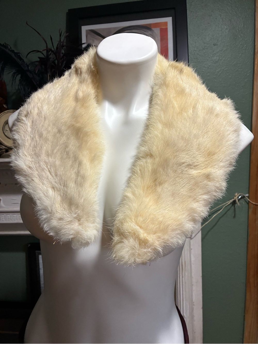 Vintage cream rabbit Fur Collar Scarf